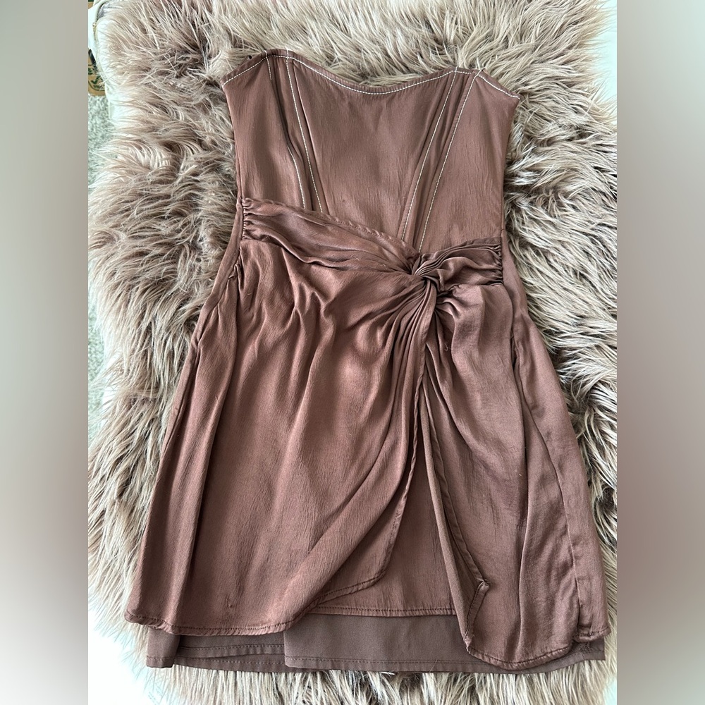 Zara satin corset strapless mini dress